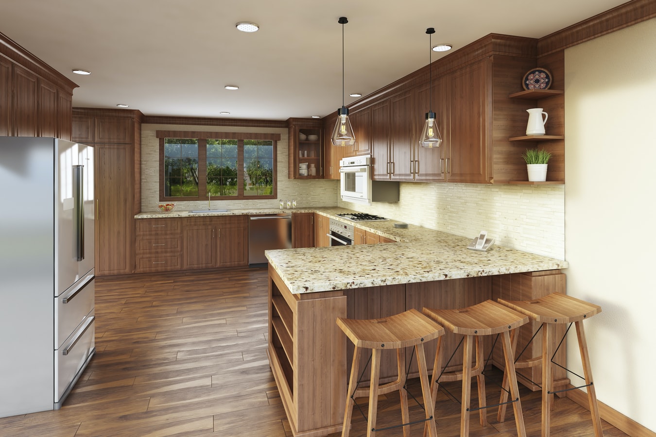 do hardwood floors go under kitchen cabinets